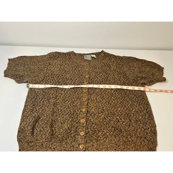 Vintage Russ Knit Cardigan Womens Medium Brown Ramie Cotton Short Sleeve 90s - Picture 3 of 5